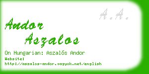 andor aszalos business card